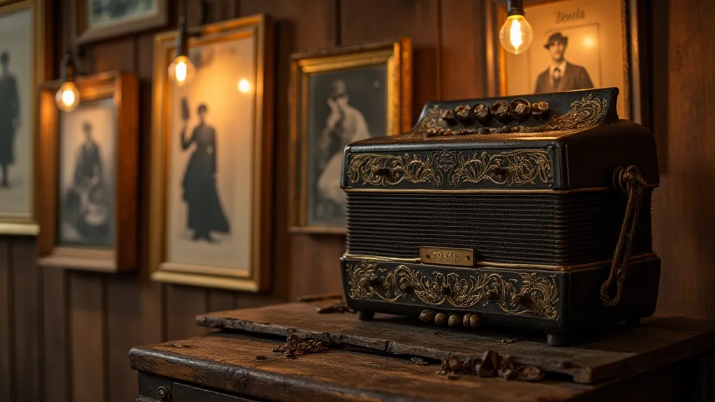 Vintage accordion and heritage background