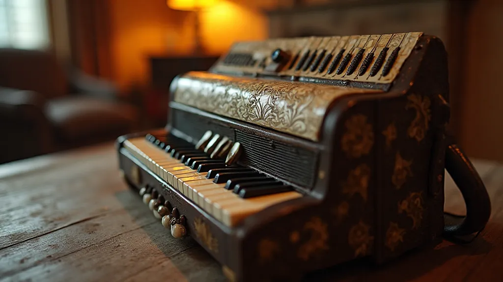 Vintage accordion keys with mother-of-pearl inlay