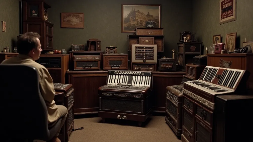 Collection of antique accordions