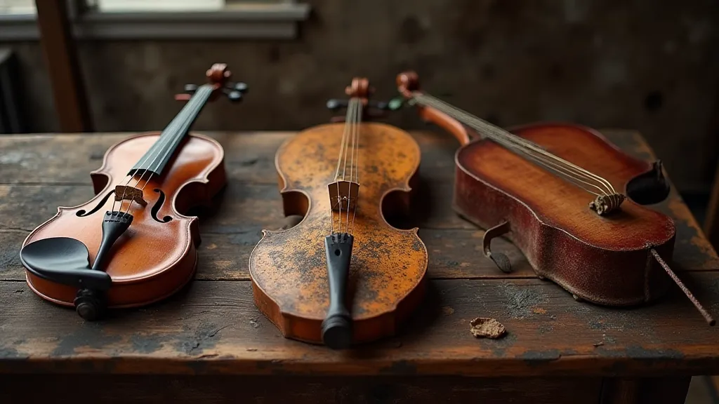 Collection of antique string instruments