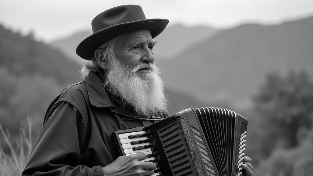 Elderly accordion player
