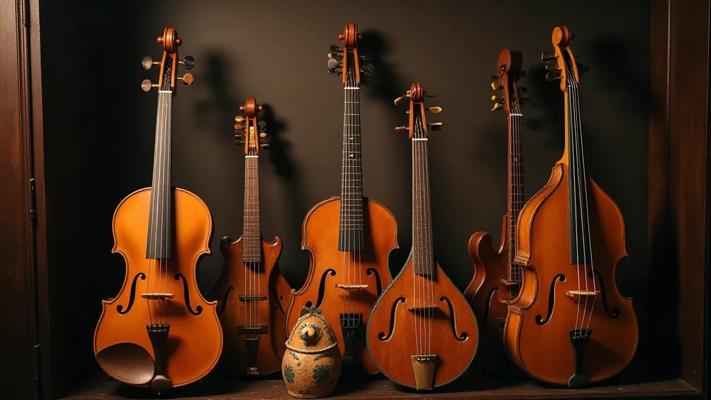 Collection of antique folk instruments