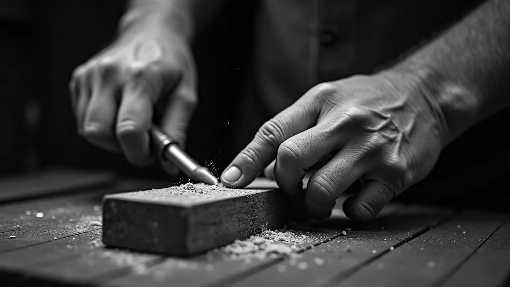 Hand carving a piece of wood