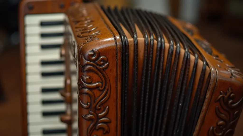 Vintage accordion showing intricate details.
